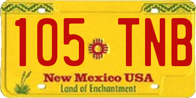NM license plate 105TNB