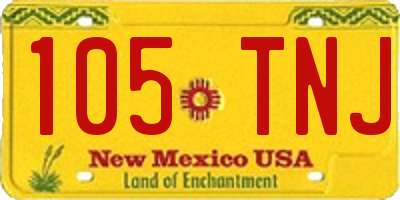 NM license plate 105TNJ