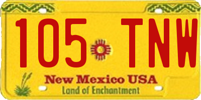 NM license plate 105TNW