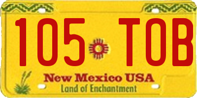 NM license plate 105TOB