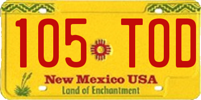 NM license plate 105TOD