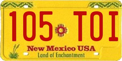 NM license plate 105TOI