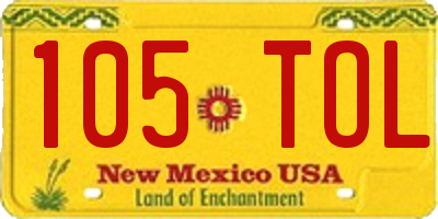 NM license plate 105TOL