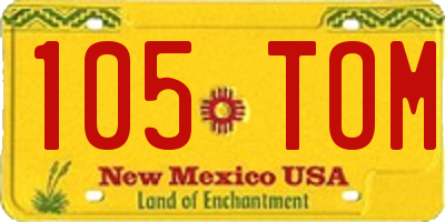 NM license plate 105TOM