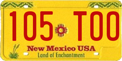 NM license plate 105TOO
