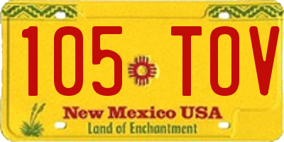 NM license plate 105TOV