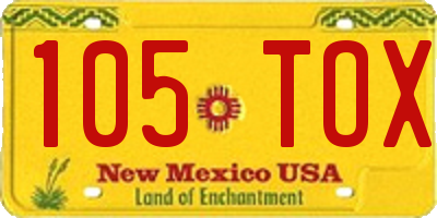 NM license plate 105TOX