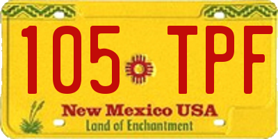 NM license plate 105TPF