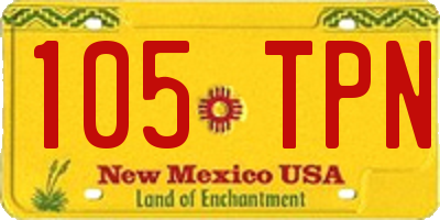 NM license plate 105TPN