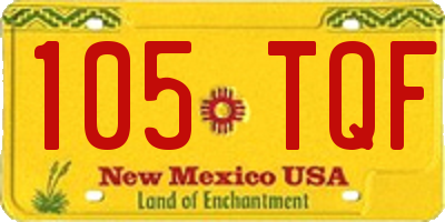 NM license plate 105TQF