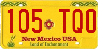 NM license plate 105TQO