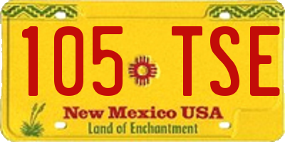 NM license plate 105TSE