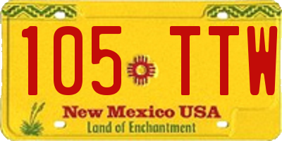 NM license plate 105TTW