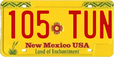 NM license plate 105TUN