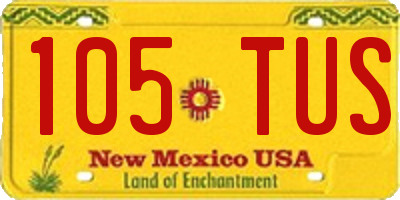 NM license plate 105TUS