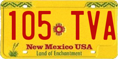 NM license plate 105TVA