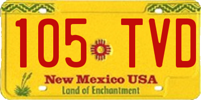 NM license plate 105TVD