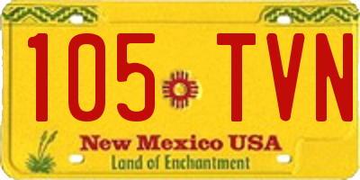 NM license plate 105TVN