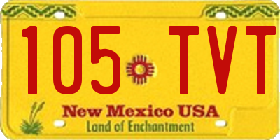 NM license plate 105TVT