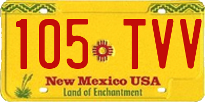 NM license plate 105TVV