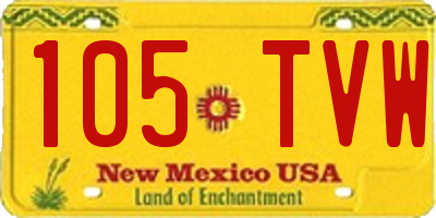 NM license plate 105TVW
