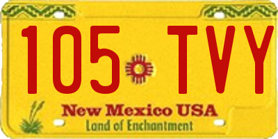 NM license plate 105TVY
