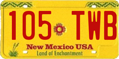 NM license plate 105TWB