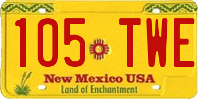 NM license plate 105TWE