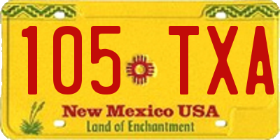 NM license plate 105TXA
