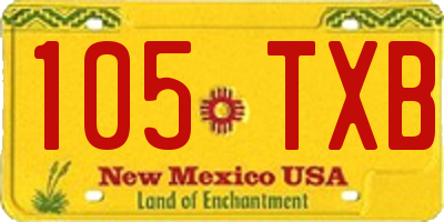 NM license plate 105TXB