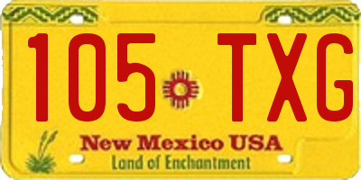 NM license plate 105TXG