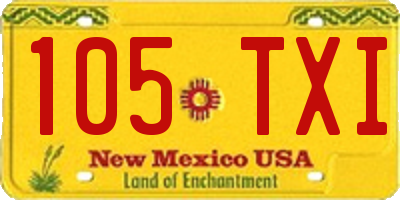 NM license plate 105TXI