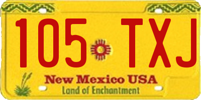 NM license plate 105TXJ