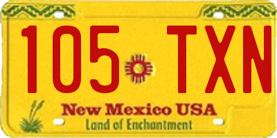 NM license plate 105TXN