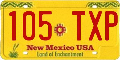 NM license plate 105TXP