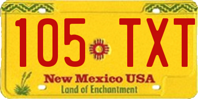 NM license plate 105TXT