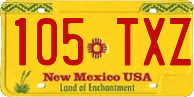 NM license plate 105TXZ