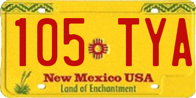 NM license plate 105TYA
