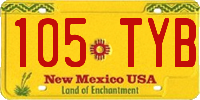 NM license plate 105TYB