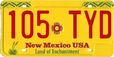 NM license plate 105TYD