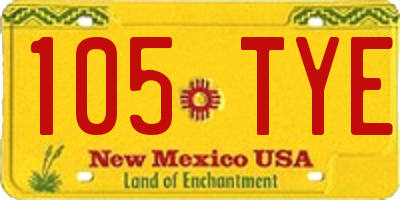 NM license plate 105TYE