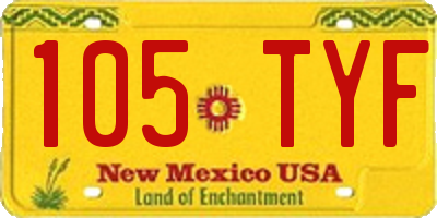 NM license plate 105TYF