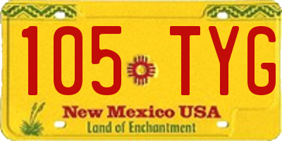 NM license plate 105TYG