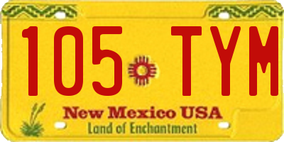 NM license plate 105TYM