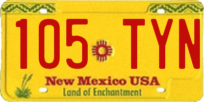 NM license plate 105TYN