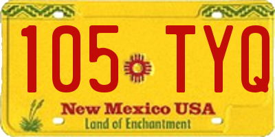 NM license plate 105TYQ