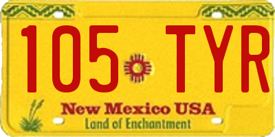 NM license plate 105TYR
