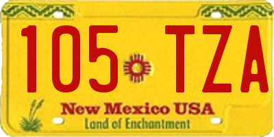 NM license plate 105TZA