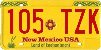 NM license plate 105TZK