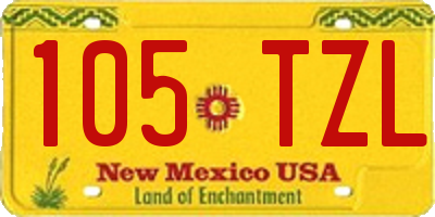 NM license plate 105TZL